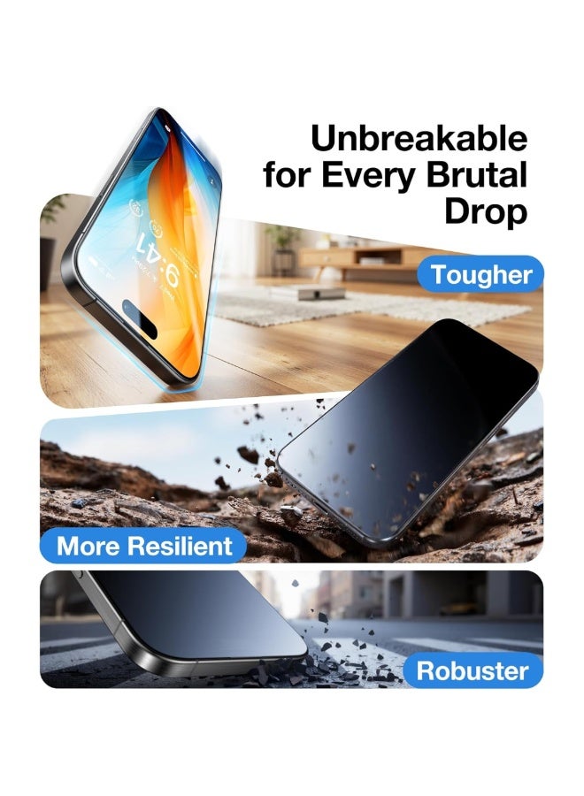 ترينفي واقي شاشة iPhone 17 Pro Max (عبوة من قطعتين) مقاس 6.9 بوصة - شفاف فائق الدقة، مقاوم للخدش، حماية عسكرية، سهل التركيب، مضاد لبصمات الأصابع، طبقة زجاجية مقواة خالية من الفقاعات - شفاف - Image 3