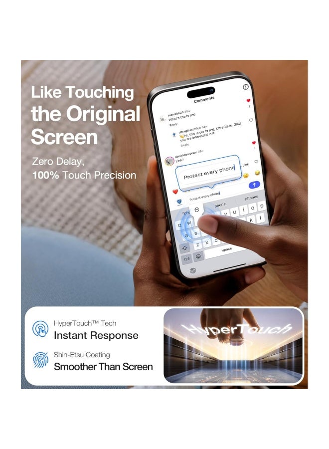ترينفي واقي شاشة iPhone 17 Pro Max (عبوة من قطعتين) مقاس 6.9 بوصة - شفاف فائق الدقة، مقاوم للخدش، حماية عسكرية، سهل التركيب، مضاد لبصمات الأصابع، طبقة زجاجية مقواة خالية من الفقاعات - شفاف - Image 4