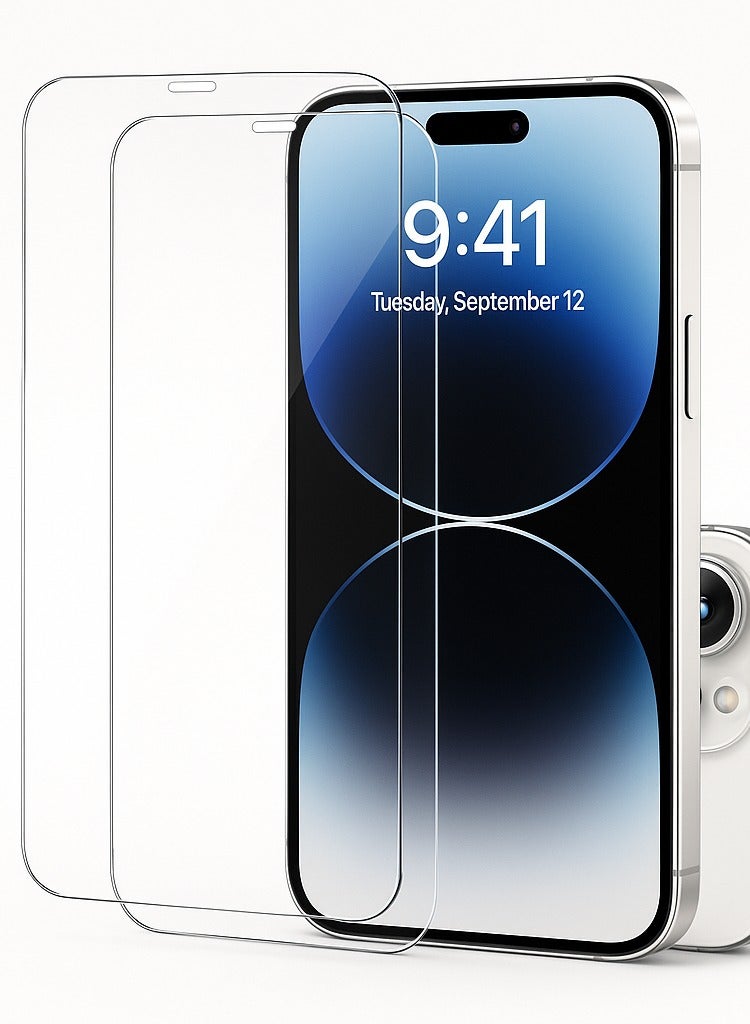 ترينفي واقي شاشة iPhone 17 Pro Max (عبوة من قطعتين) مقاس 6.9 بوصة - شفاف فائق الدقة، مقاوم للخدش، حماية عسكرية، سهل التركيب، مضاد لبصمات الأصابع، طبقة زجاجية مقواة خالية من الفقاعات - شفاف - Image 1