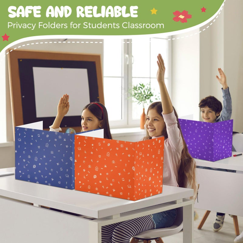 Sherr 30 Pcs School Privacy Boards Bulk for Student Colored Desk Trifold Divider Panels Privacy Partition Folders for School Student Teacher Desks, 15.8 x 13.4 x 11.81 Inches(Fresh Style) - Image 4