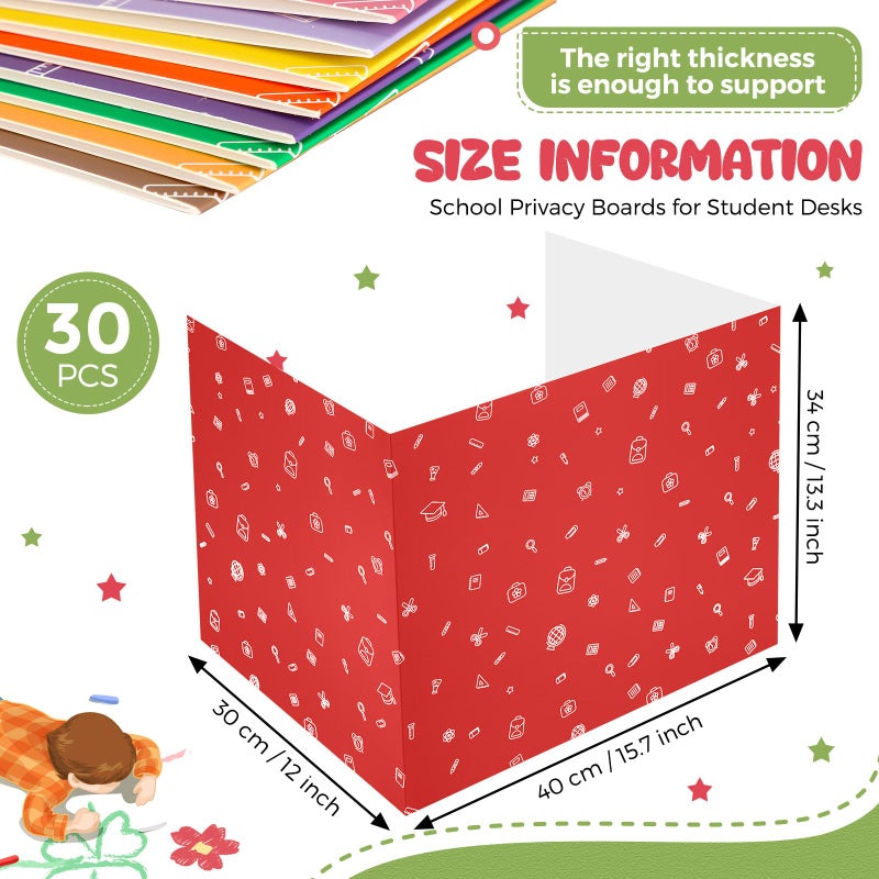 Sherr 30 Pcs School Privacy Boards Bulk for Student Colored Desk Trifold Divider Panels Privacy Partition Folders for School Student Teacher Desks, 15.8 x 13.4 x 11.81 Inches(Fresh Style) - Image 2