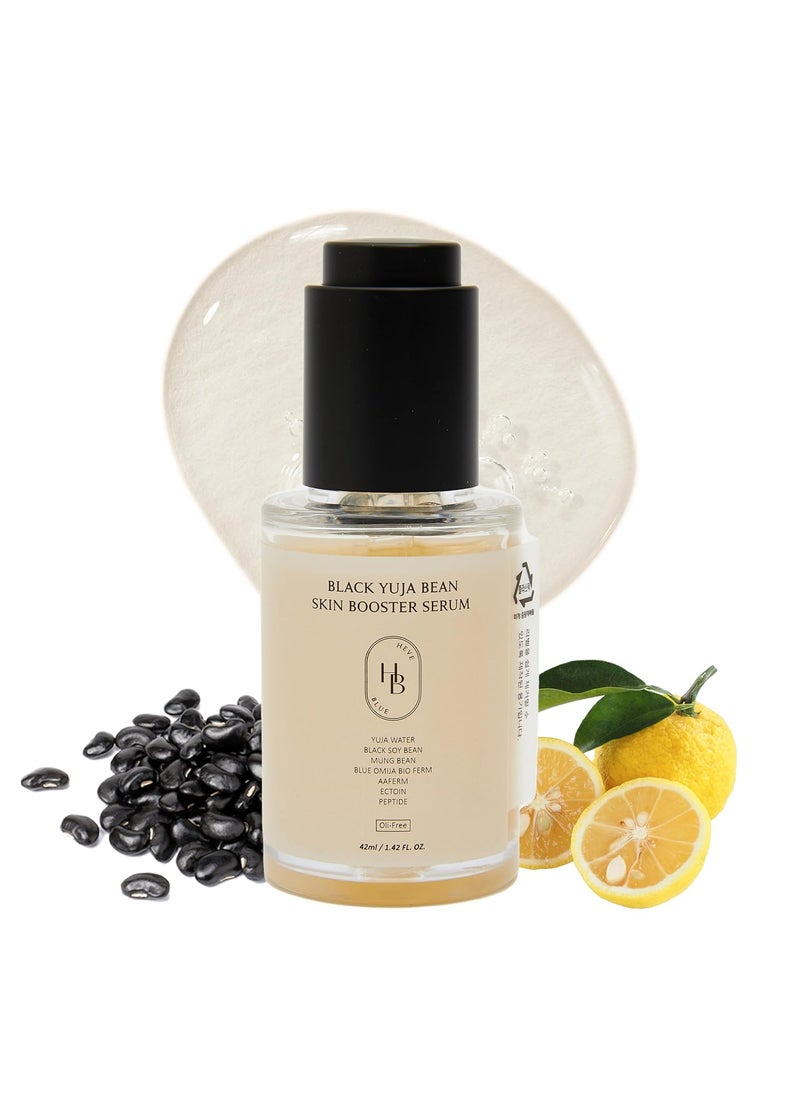 HEVEBLUE Black Yuja Bean Skin Booster Serum  Moisturizing Sensitive Skin Korean Skincare Hypoallergenic Deep Hydration Vegan Oilfree Makeup Adherence Watersoluble Collagen 