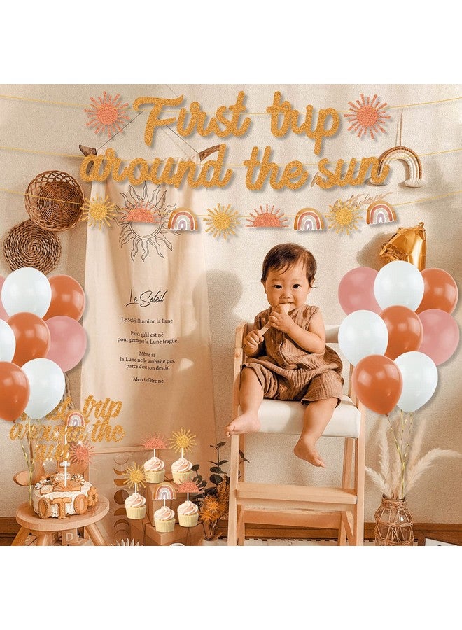 K KUMEED Boho Sun Party Decorations First Trip Around The Sun Banner Boho Sun 1st Birthday Decorations for Bohemian 1st Birthday Girl Decorations Baby Shower Boho Rainbow You are My Sunshine Party - Image 5
