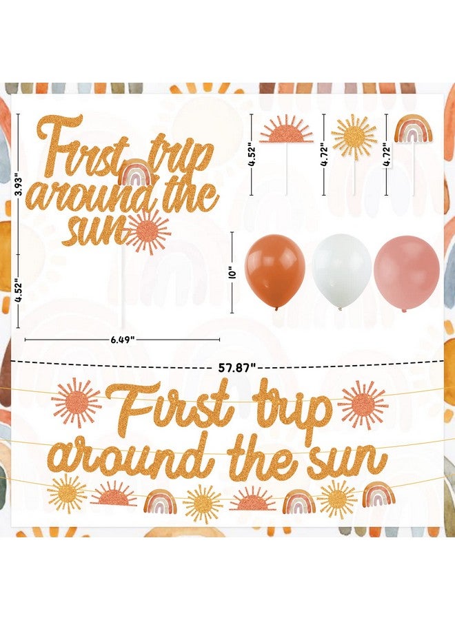 K KUMEED Boho Sun Party Decorations First Trip Around The Sun Banner Boho Sun 1st Birthday Decorations for Bohemian 1st Birthday Girl Decorations Baby Shower Boho Rainbow You are My Sunshine Party - Image 3