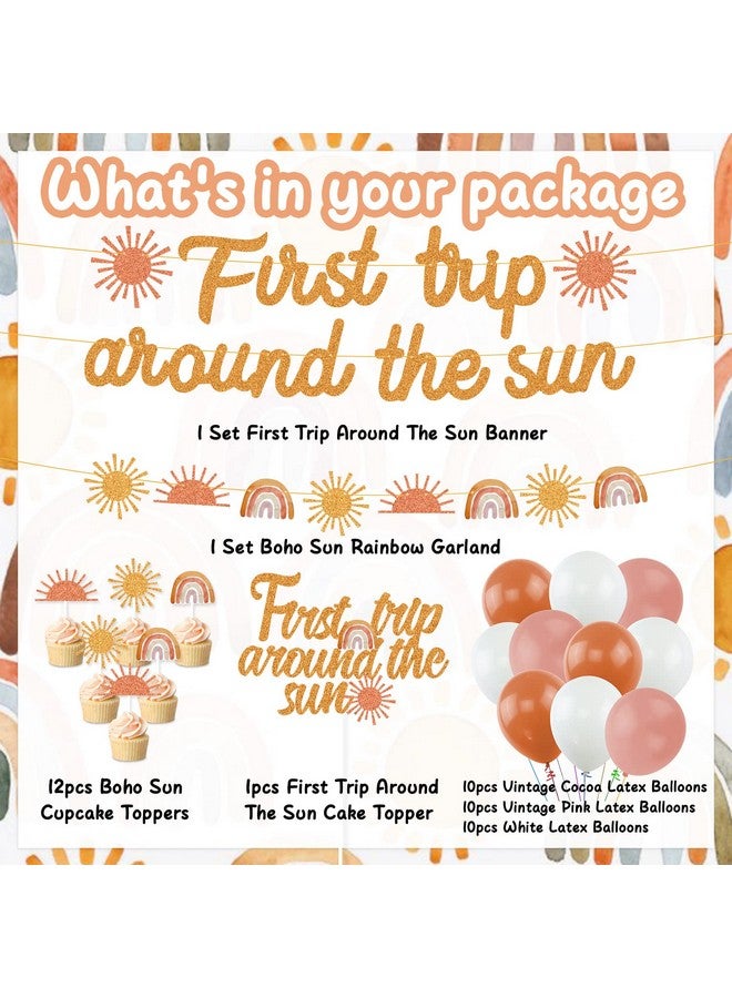 K KUMEED Boho Sun Party Decorations First Trip Around The Sun Banner Boho Sun 1st Birthday Decorations for Bohemian 1st Birthday Girl Decorations Baby Shower Boho Rainbow You are My Sunshine Party - Image 2