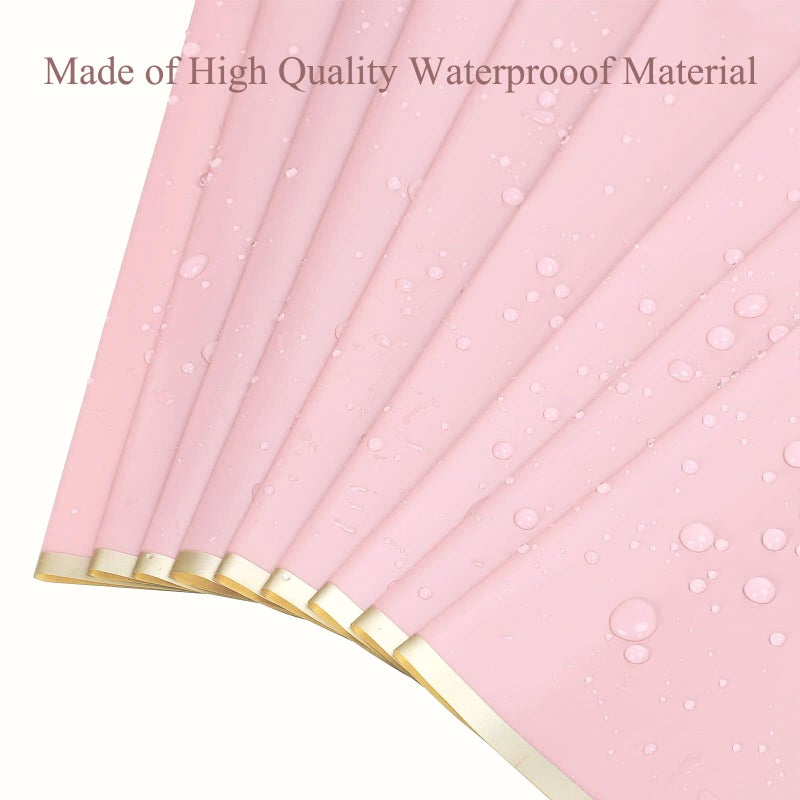 Gloreyan 20 Sheets Gold Edge Flower Wrapping Paper, Florist Bouquet DIY Craft Fresh Flower Bouquet Wrap Waterproof Floral Wrapping Gift Box Packaging Material Florist Supplies, 22.8*22.8 Inches(Pink) - Image 3