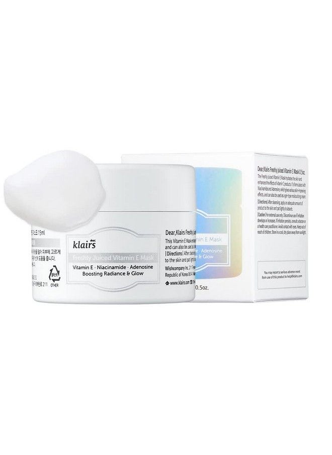 Klairs Freshly Juiced Vitamin E Mask Moisturizer Boost The Effect Vitamin C Niacinamide Adenosine 15Ml Vitamin C Moisturizer Vitamin E Cream Clear Skin Antioxidant Serum  - Image 1