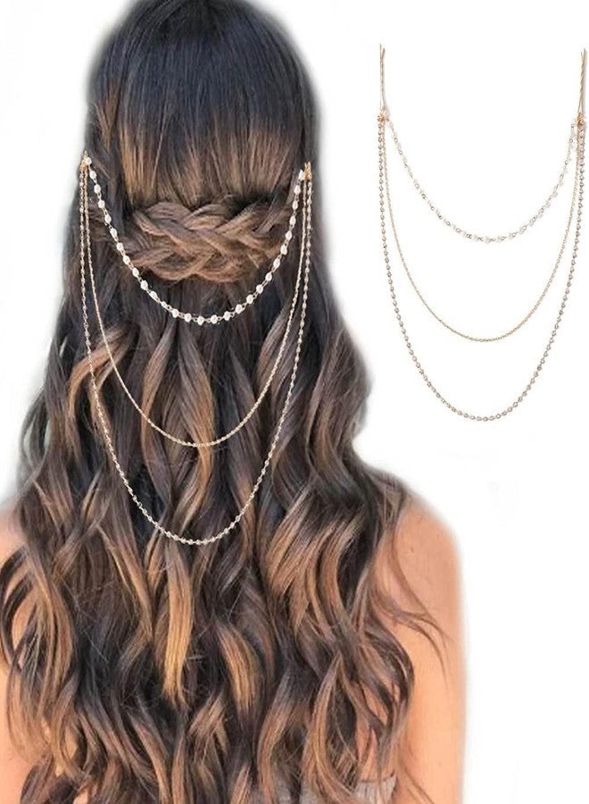 Mannikin With Device إكسسوارات شعر ذهبية من مانيكين / دبابيس شعر / دبابيس جودا / سلسلة رأس / مجوهرات سلسلة الرأس / إكسسوارات شعر ذهبية مرصعة باللؤلؤ للعرائس وحفلات الزفاف للنساء والفتيات - Image 1