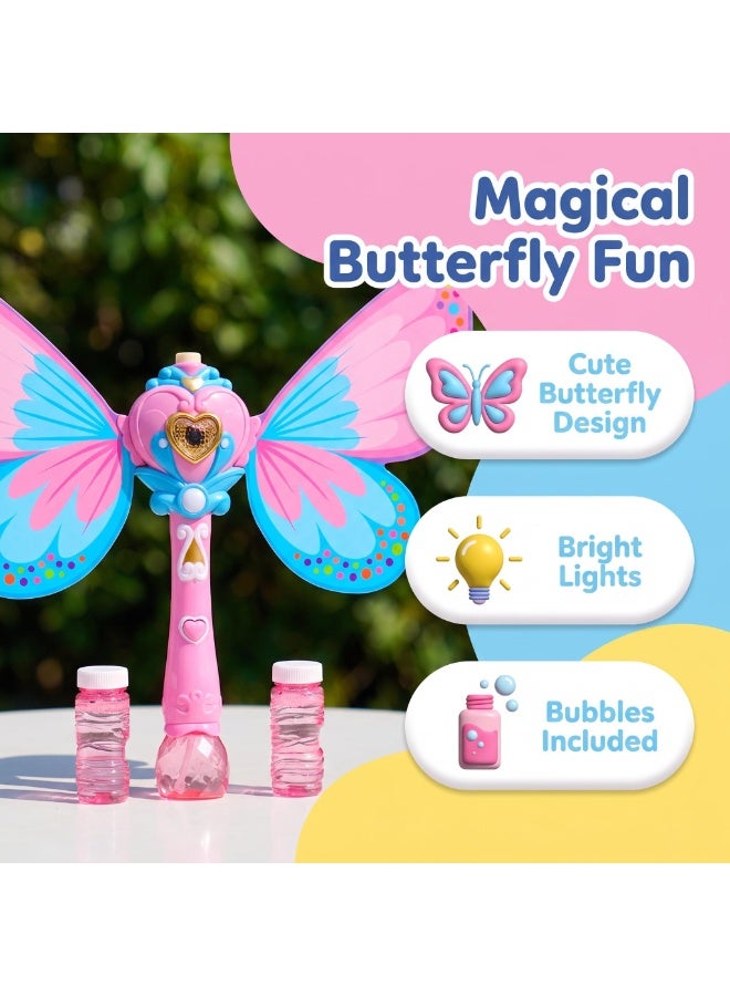 EASY FUTURE Complete Bubble Machine for Kids Butterfly Bubbles Wands Bubble Wands Bubble Toys Handheld Butterfly Shaped Bubble Blower Wand Indoor Outdoor Party Pretend Fairy Princess Play Kit NO.3101 - Image 3
