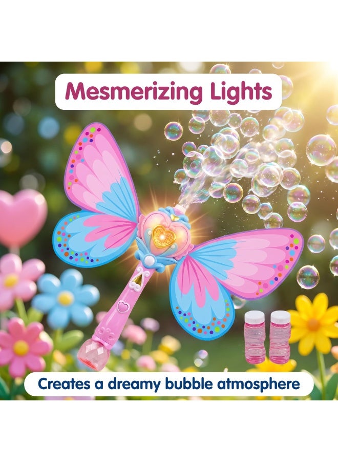 EASY FUTURE Complete Bubble Machine for Kids Butterfly Bubbles Wands Bubble Wands Bubble Toys Handheld Butterfly Shaped Bubble Blower Wand Indoor Outdoor Party Pretend Fairy Princess Play Kit NO.3101 - Image 4