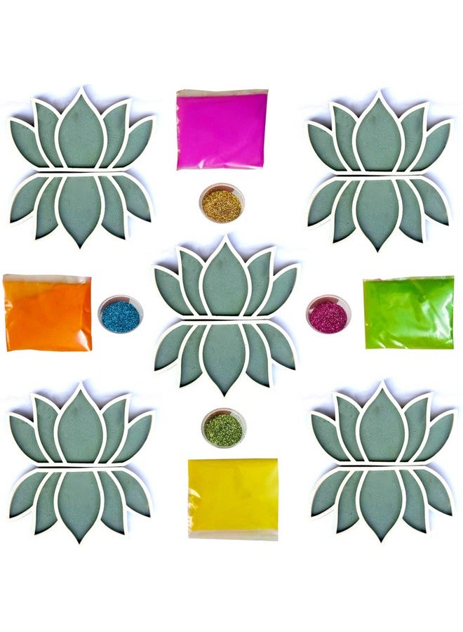 The Brown Box- Rangoli Making Kit - 3D Lotus Design Floating Reusable DIY Island Rangoli Stencils with Colors | Readymade Acrylic & Foam Rangoli for Home Temple, Diwali Decoration & Festival Gifting - Image 1