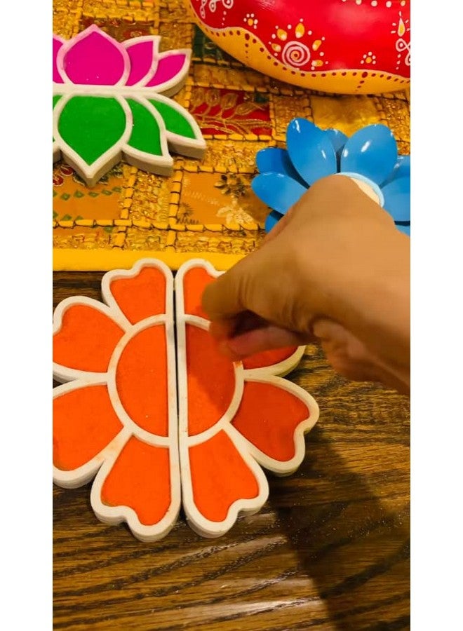 The Brown Box- Rangoli Making Kit - 3D Lotus Design Floating Reusable DIY Island Rangoli Stencils with Colors | Readymade Acrylic & Foam Rangoli for Home Temple, Diwali Decoration & Festival Gifting - Image 3