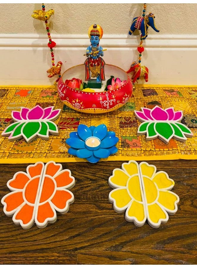 The Brown Box- Rangoli Making Kit - 3D Lotus Design Floating Reusable DIY Island Rangoli Stencils with Colors | Readymade Acrylic & Foam Rangoli for Home Temple, Diwali Decoration & Festival Gifting - Image 2