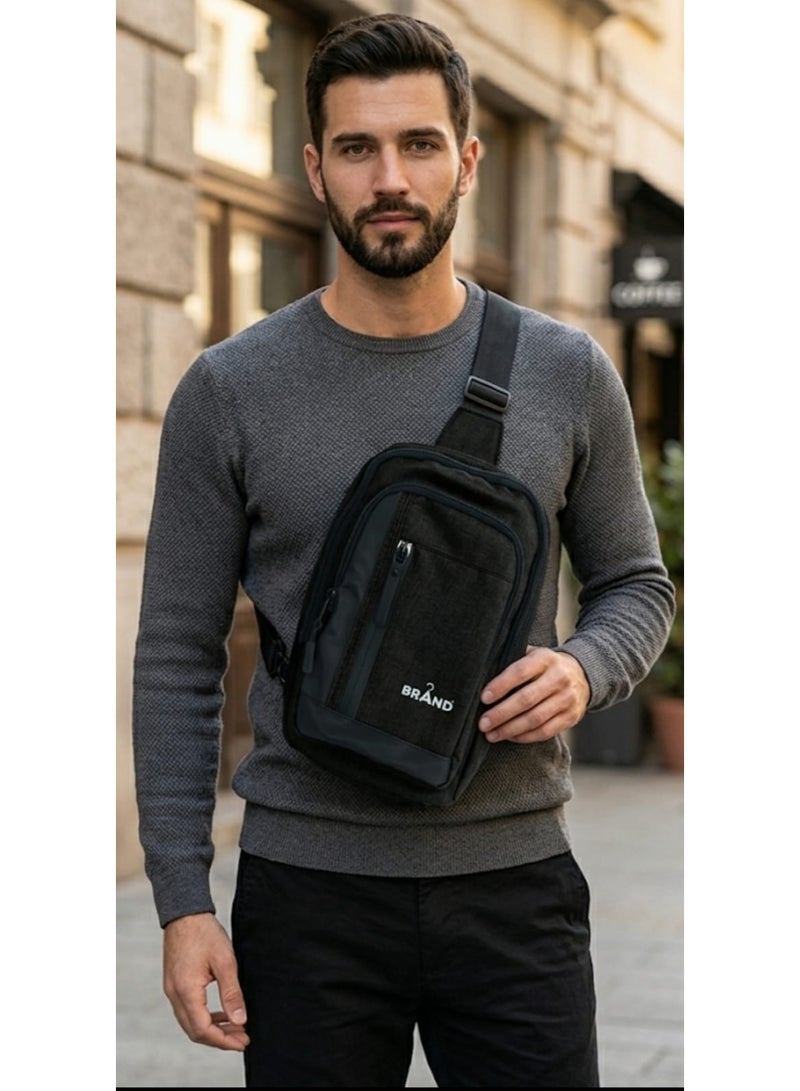 Brand Stores Brand Casual Cross Bag- USB slot - Black - Image 1