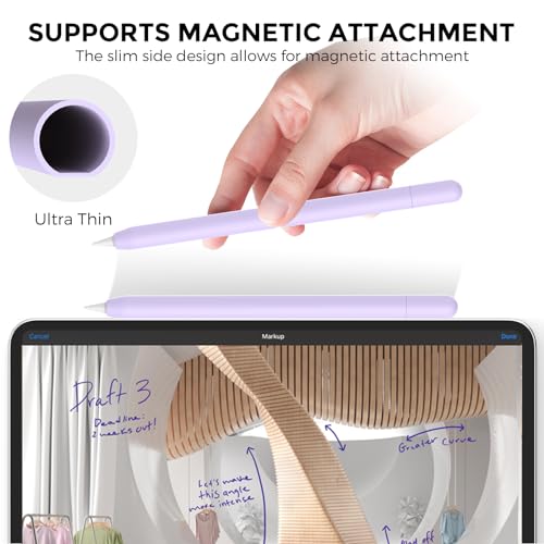 AhaStyle Silicone Case for Apple Pencil (USB-C) 2023 Ultra Thin Proteative Cover Skin Apple Pencil Sleeve Anti-Slip Grip Compatible with Apple Pencil USB C (Lavender) - Image 3
