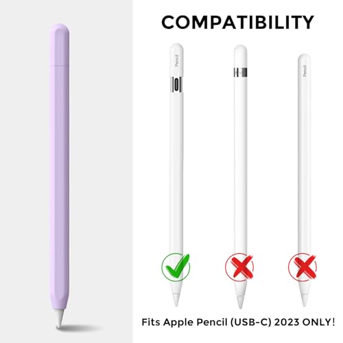 AhaStyle Silicone Case for Apple Pencil (USB-C) 2023 Ultra Thin Proteative Cover Skin Apple Pencil Sleeve Anti-Slip Grip Compatible with Apple Pencil USB C (Lavender) - Image 2
