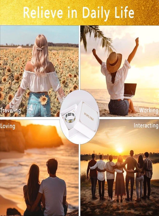 POPLYKE Sterling Silver Sunflower Flower Anxiety Spinner Rings Rotatable Fidget Rings for Women Men Relieve Stress Gift（8 Size） - Image 5