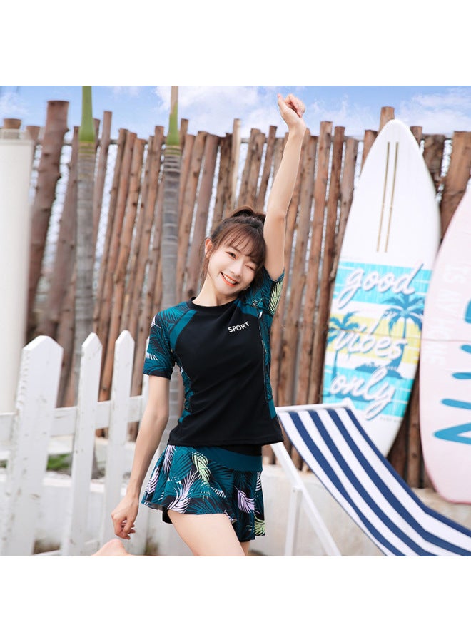 Couple's Swimsuit Short-sleeved Sunscreen Split Fashion Korean Men's Short-sleeved Women's Suit Surfing Beach Swimsuit
