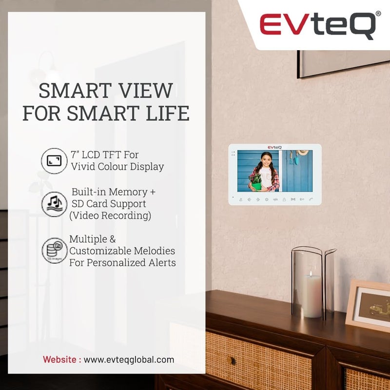 EVteQ EV-BDP-0107M 7-inch Video Door Phone Kit with 1MP Camera, Motion Detection, Night Vision, with Memory - Image 5