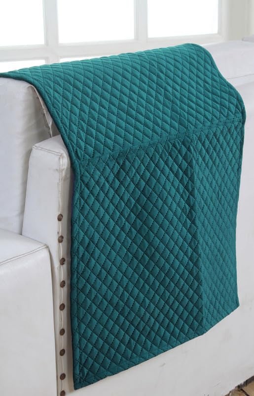 Nendle Sofa Cover 2 Seater Quilted Velvet Universal Mat Antiskid Dust Protector Fully Covered 2 Seater Sofa Cover with Hands Cover Attached (Peacock Blue, Pack of 1) - Image 5