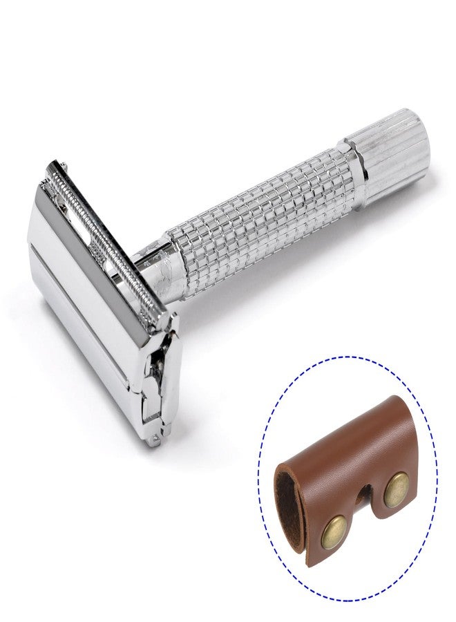 M METERXITY 3 Pack Razor Cover Protective Sheath - Double Edge Leather Safety Razor Protective Sheath Travel Cover, Apply to Shaver Razor (3.3 x 1.8 Inch, Brown) - Image 2