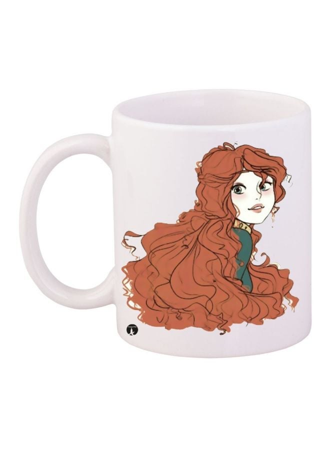 RYN Princess Printed Coffee Mug White/Brown/Green 11ounce