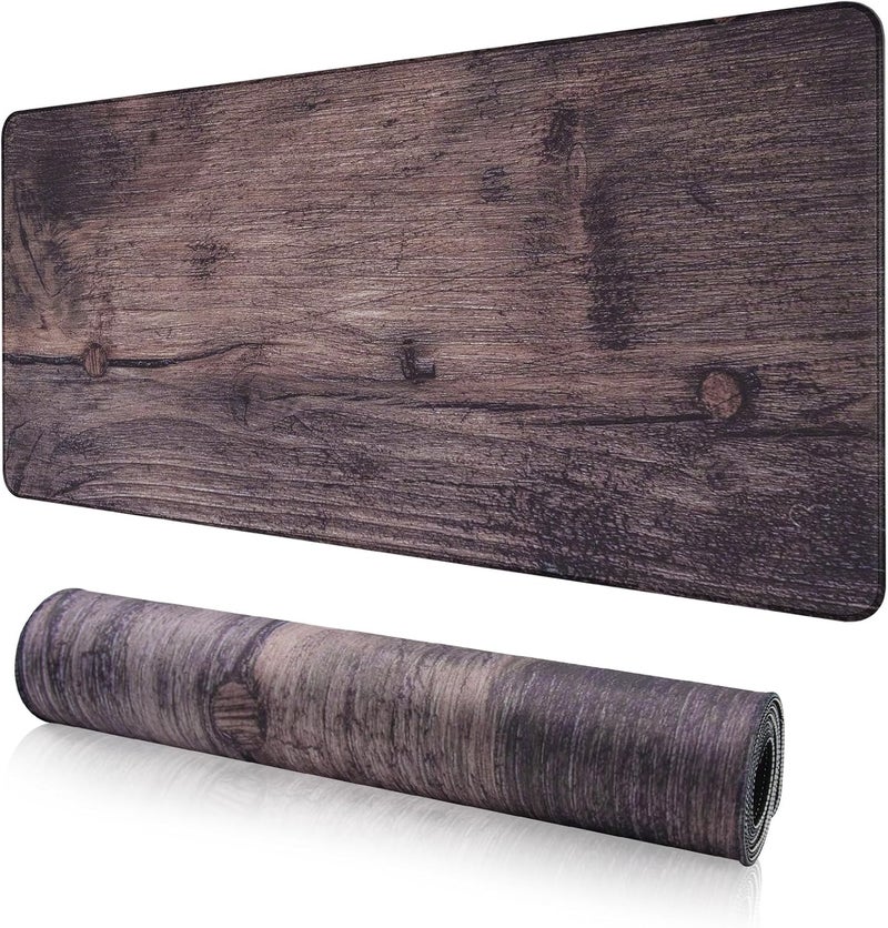 Large Gaming Mouse Pad, Extended Desk Mousepad with Stitched Edges, Non-Slip Rubber Base Mice Pad, Office Desk Mat, Keyboard Pad for Gamer, Office & Home (Wood Grain, 900x400x3 mm) - Image 1