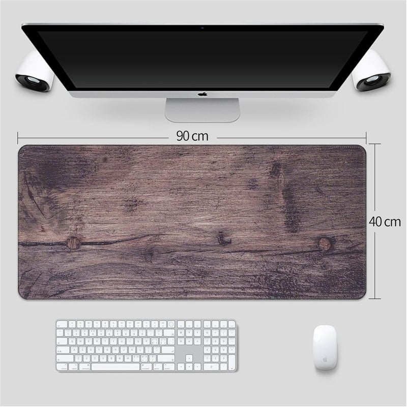 Large Gaming Mouse Pad, Extended Desk Mousepad with Stitched Edges, Non-Slip Rubber Base Mice Pad, Office Desk Mat, Keyboard Pad for Gamer, Office & Home (Wood Grain, 900x400x3 mm) - Image 4