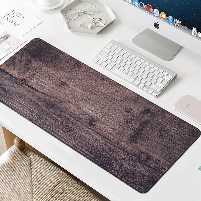 Large Gaming Mouse Pad, Extended Desk Mousepad with Stitched Edges, Non-Slip Rubber Base Mice Pad, Office Desk Mat, Keyboard Pad for Gamer, Office & Home (Wood Grain, 900x400x3 mm) - Image 3