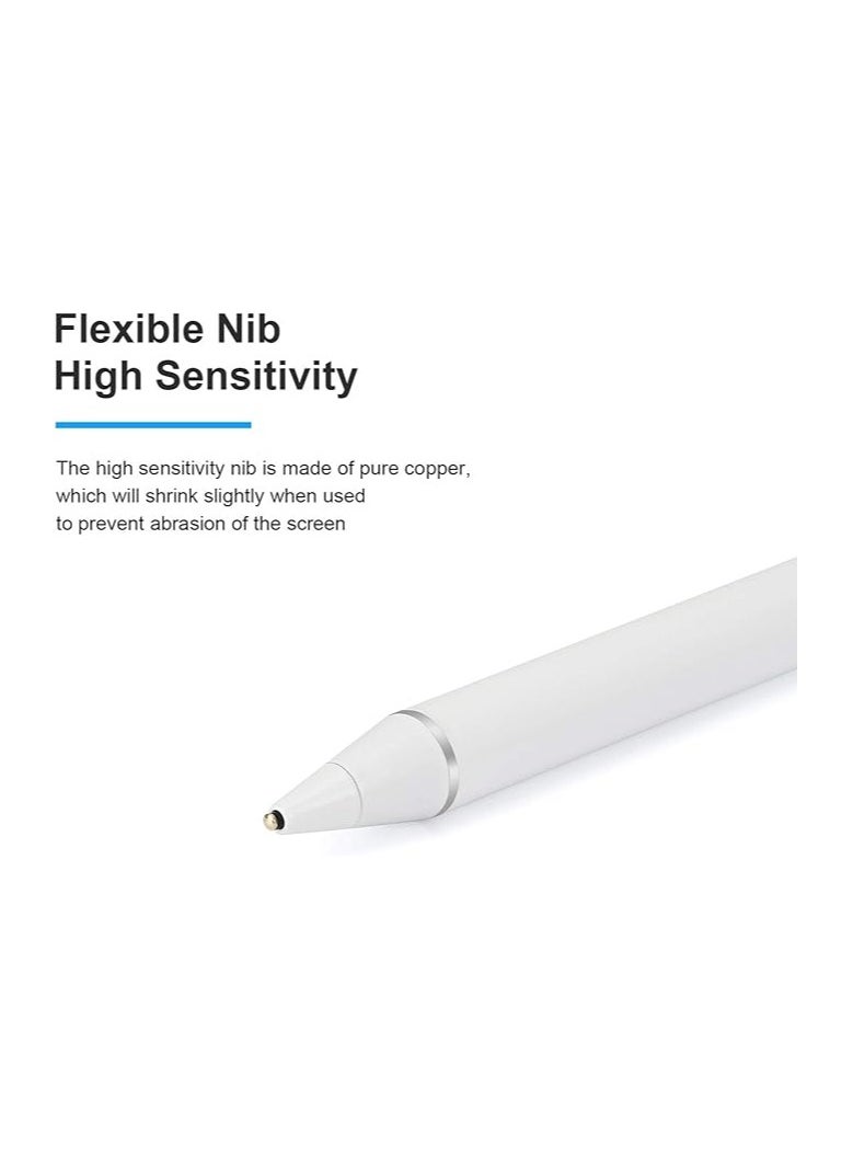 OMAKSS - Stylus Pen for Touch Screens Rechargeable 1.2mm Fine Point Active Stylus Pen Smart Pencil Digital Compatible iPad and Most Tablet (White) - Image 1