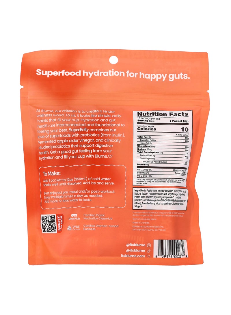 Blume SuperBelly®, Peach Lychee, 15 Packets, 0.14 oz (4 g) Each - Image 2