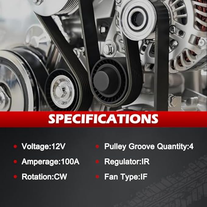 Autodevil 11519 Alternator 100Amp 12V Compatible with Camry 2010 2011 OE 1042102650, 11516, 270600V060, 270600V06084, 2706036050 - Image 3