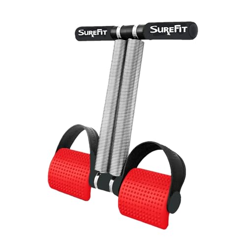 SUREFIT Double Spring Tummy Trimmer Heavy Duty Dual Spring Core Trainer with Foot Pedal Red/Black Standard Size - Image 1