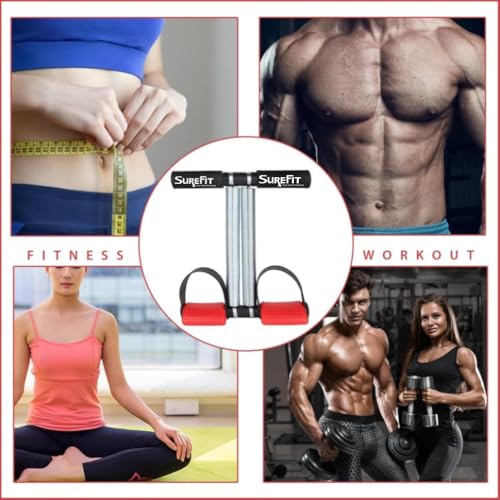 SUREFIT Double Spring Tummy Trimmer Heavy Duty Dual Spring Core Trainer with Foot Pedal Red/Black Standard Size - Image 5