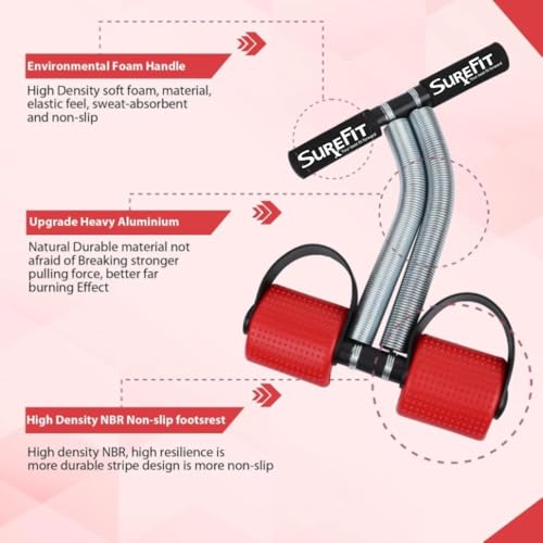SUREFIT Double Spring Tummy Trimmer Heavy Duty Dual Spring Core Trainer with Foot Pedal Red/Black Standard Size - Image 4