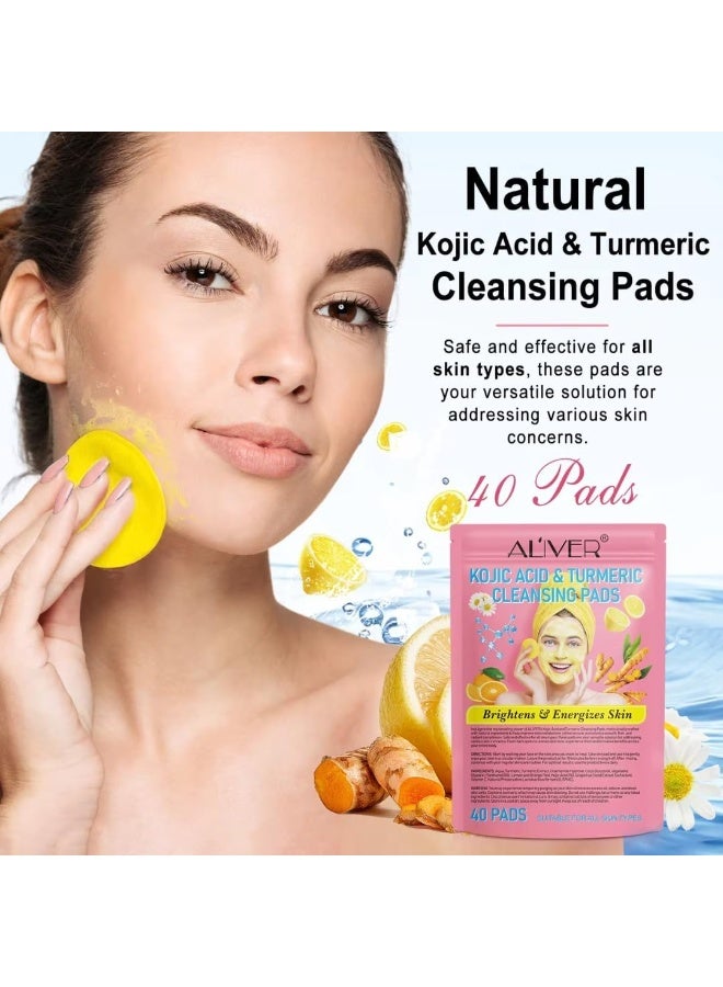 MOSH Kojic Acid & Turmeric Cleansing Pads for Face & Body | Exfoliating Facial Pads to Remove Excess Keratin, Reduce Dark Spots & Brighten Skin | Deep Cleansing Skincare Pads | 40 Pads - Image 4