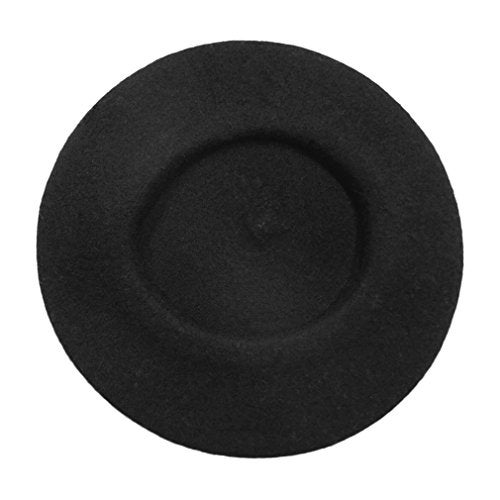 AIYUE Women Men Warm Beanie Hat Solid Color Wool French Beret Artist Painter Fancy Dress Costumes Black Black 10.6 in - Image 4