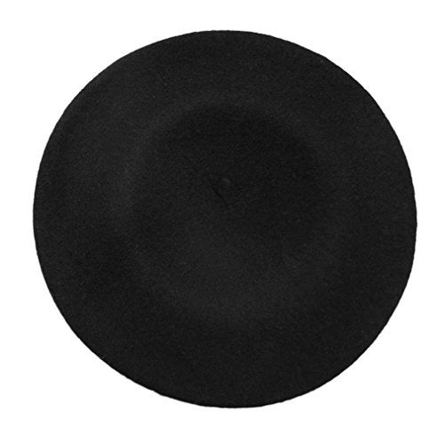 AIYUE Women Men Warm Beanie Hat Solid Color Wool French Beret Artist Painter Fancy Dress Costumes Black Black 10.6 in - Image 3