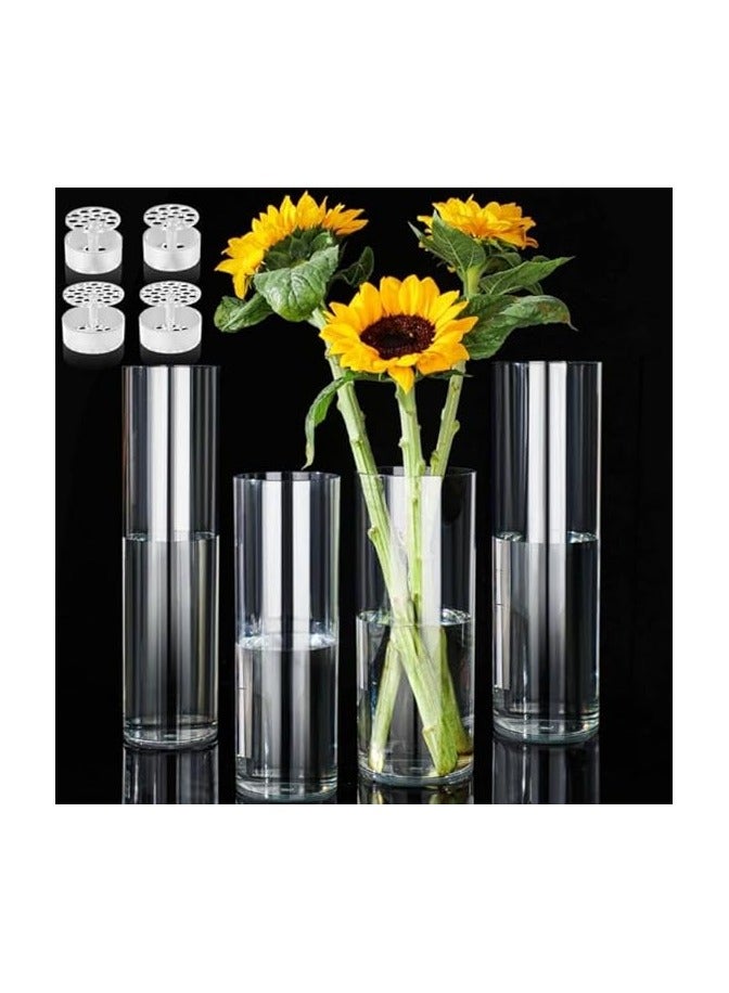 Glass Vases Holders, Set of 4, Clear - Image 2