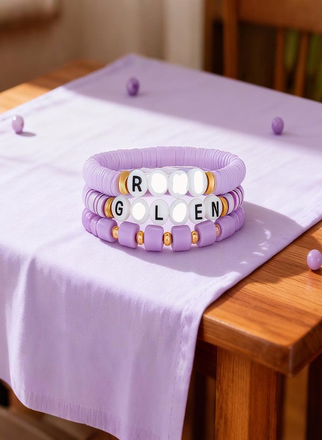 piercing 3PCS Bracelet for Kids, Girls Bracelet, Beads Bracelets for Girls, Themed Stretchable Friendship Bracelets and Hand Jewellery Gift Set (purple) - Image 3