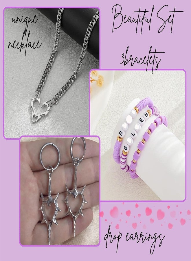 piercing 3PCS Bracelet for Kids, Girls Bracelet, Beads Bracelets for Girls, Themed Stretchable Friendship Bracelets and Hand Jewellery Gift Set (purple) - Image 4