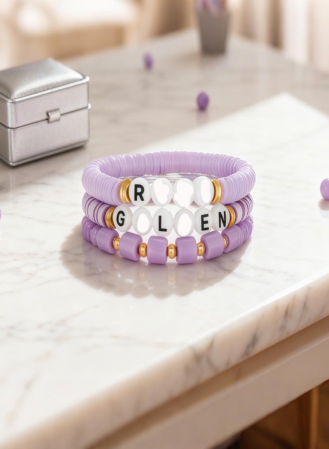 piercing 3PCS Bracelet for Kids, Girls Bracelet, Beads Bracelets for Girls, Themed Stretchable Friendship Bracelets and Hand Jewellery Gift Set (purple) - Image 2