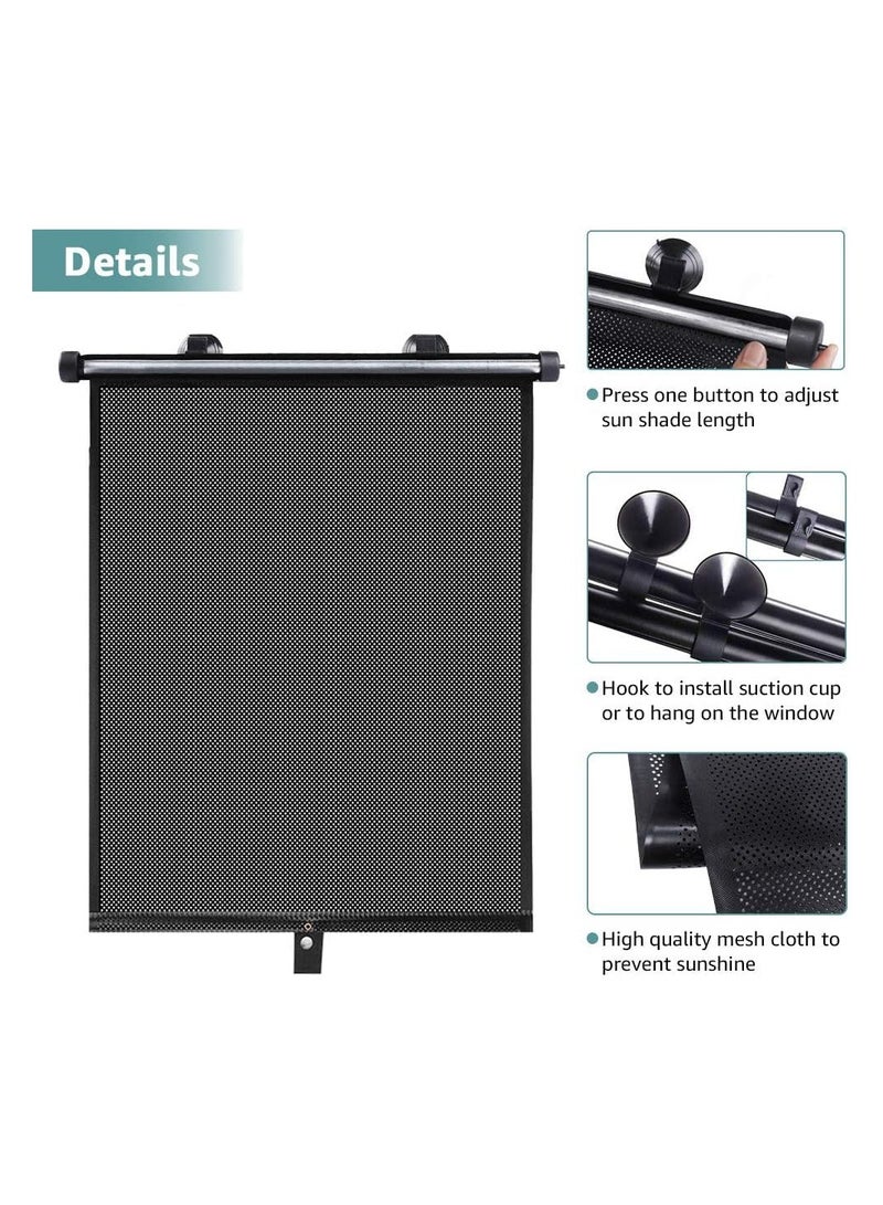 SOLARAE Car Side Window Sun Shade, 2 Pack Retractable Car Roller Sunshade, Car Roller Sunshade, Car Window Shades, for UV and Sun Glare Protection Baby Car Travel Accessories (15"x17") - Image 3