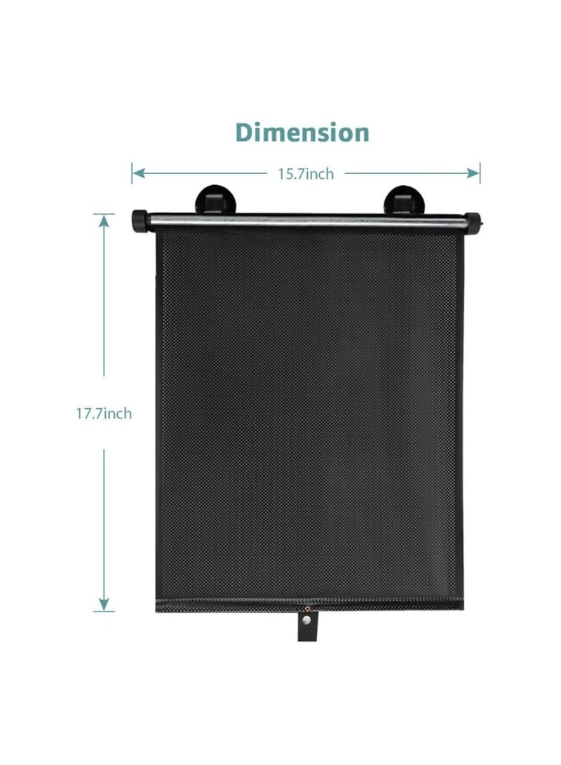 SOLARAE Car Side Window Sun Shade, 2 Pack Retractable Car Roller Sunshade, Car Roller Sunshade, Car Window Shades, for UV and Sun Glare Protection Baby Car Travel Accessories (15"x17") - Image 4