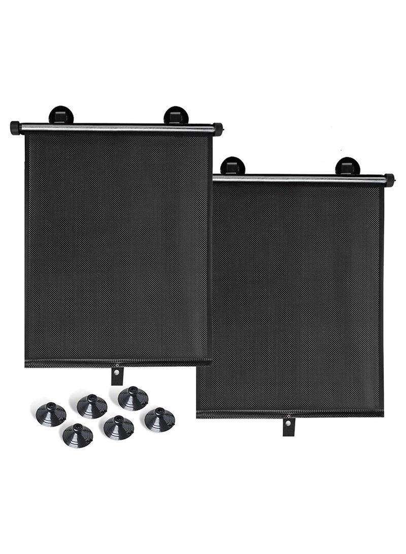SOLARAE Car Side Window Sun Shade, 2 Pack Retractable Car Roller Sunshade, Car Roller Sunshade, Car Window Shades, for UV and Sun Glare Protection Baby Car Travel Accessories (15"x17") - Image 1