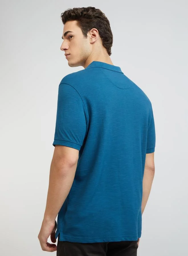 Park Avenue Blue Men Blue Slim Fit Solid Polo T-Shirt for Men | Best Price UAE