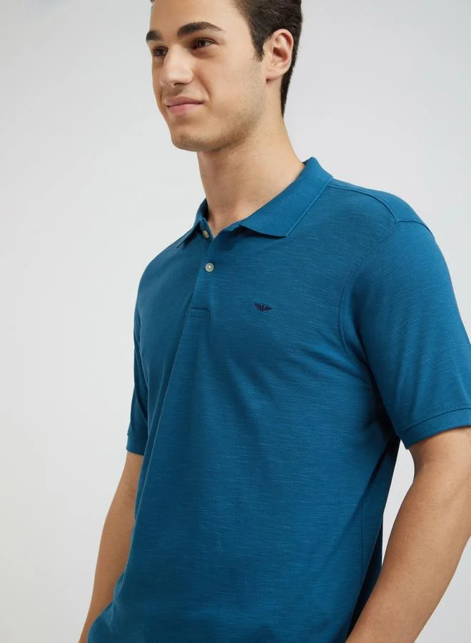 Park Avenue Blue Men Blue Slim Fit Solid Polo T-Shirt for Men | Best Price UAE