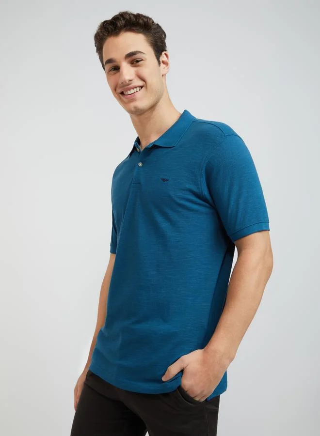 Park Avenue Blue Men Blue Slim Fit Solid Polo T-Shirt for Men | Best Price UAE