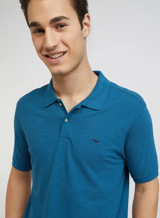 Park Avenue Blue Men Blue Slim Fit Solid Polo T-Shirt for Men | Best Price UAE