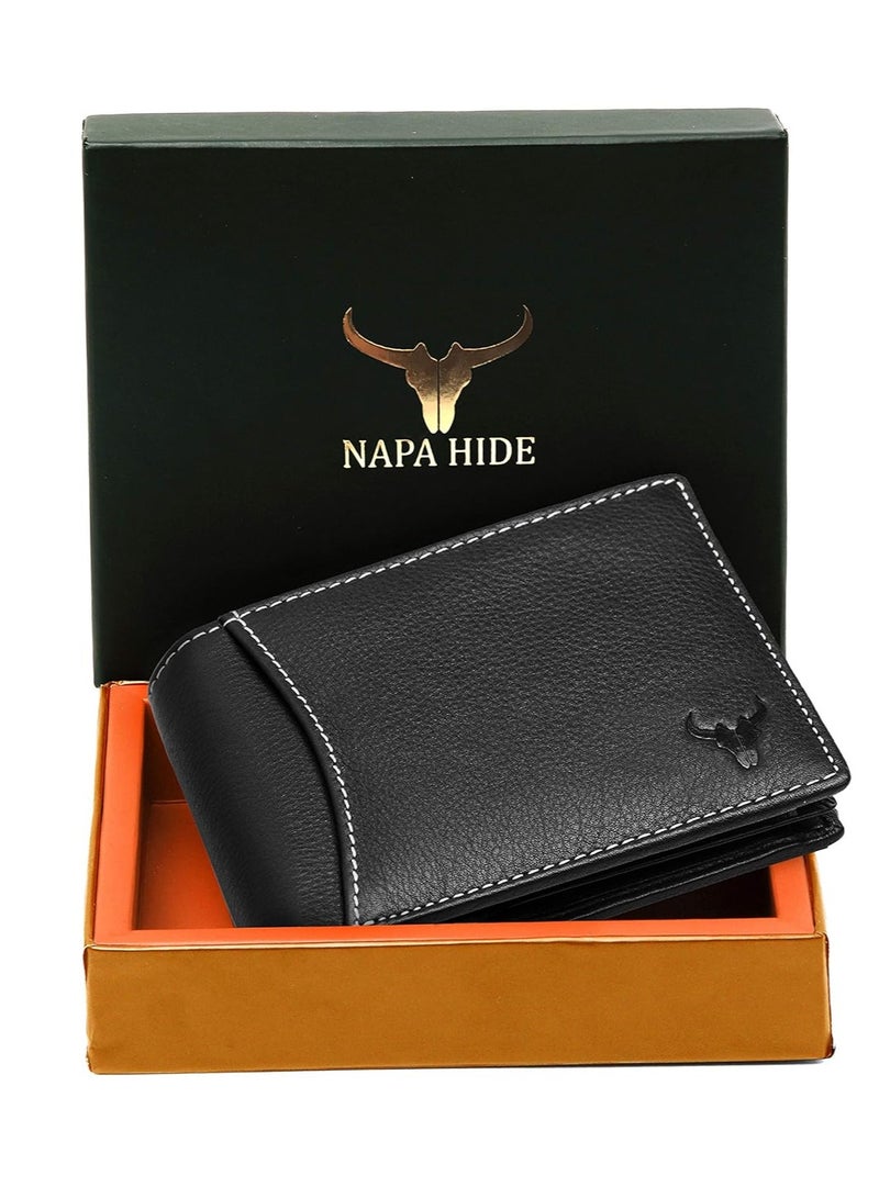 Napa Hide Black Leather Wallet for Men I 6 Credit/Debit Card Slots - Image 2
